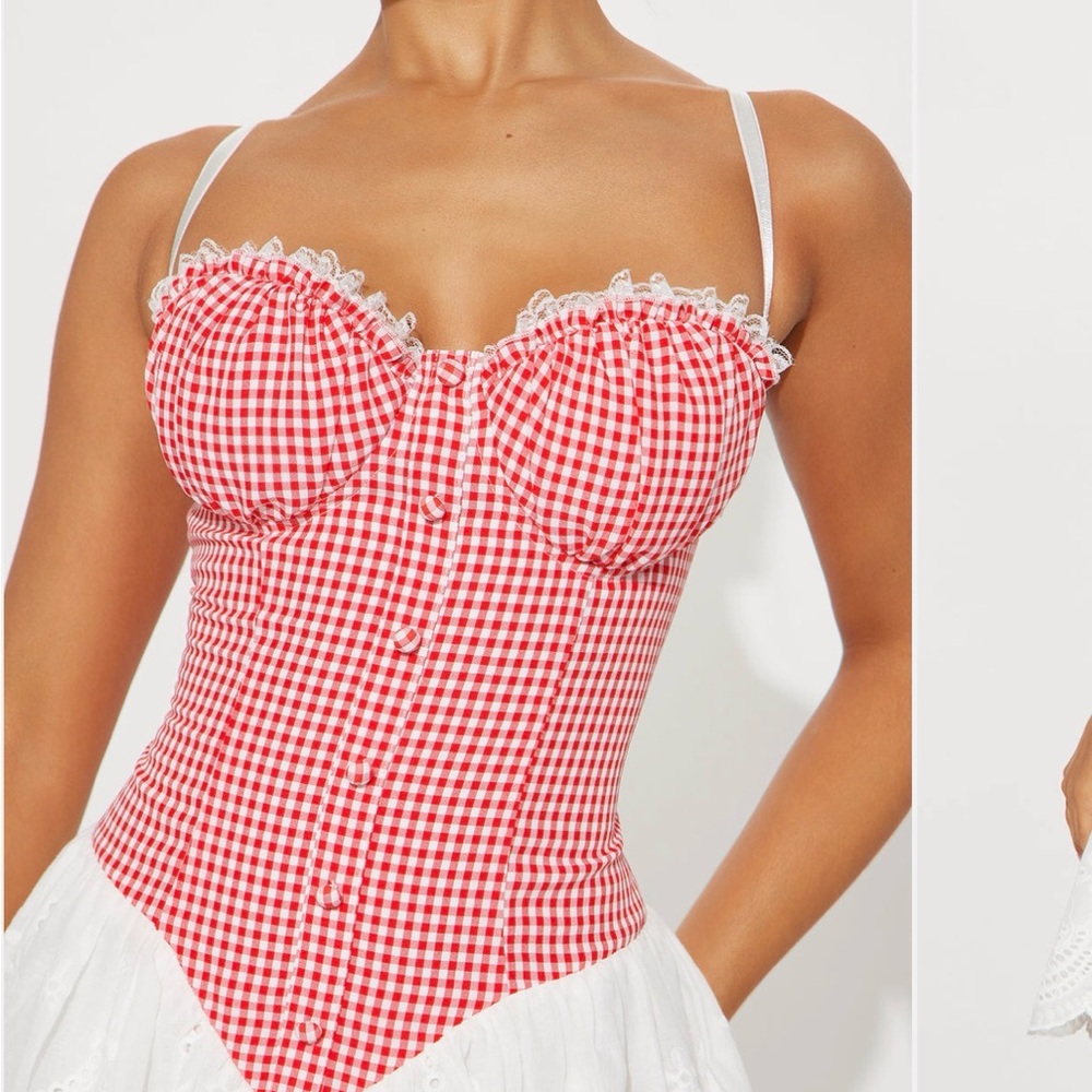 Gingham Bustier Mini Romper NWT - image 2